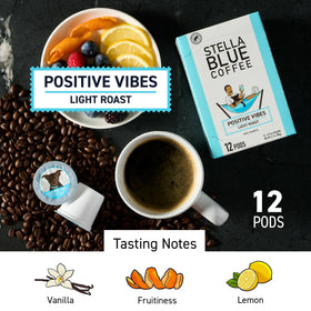 Stella Blue Positive Vibes vanilla-note pod close-up, inviting aroma.