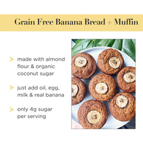 Stellar Eats Banana Bread Mix muffins plate highlights convenient 12-muffin batch option.
