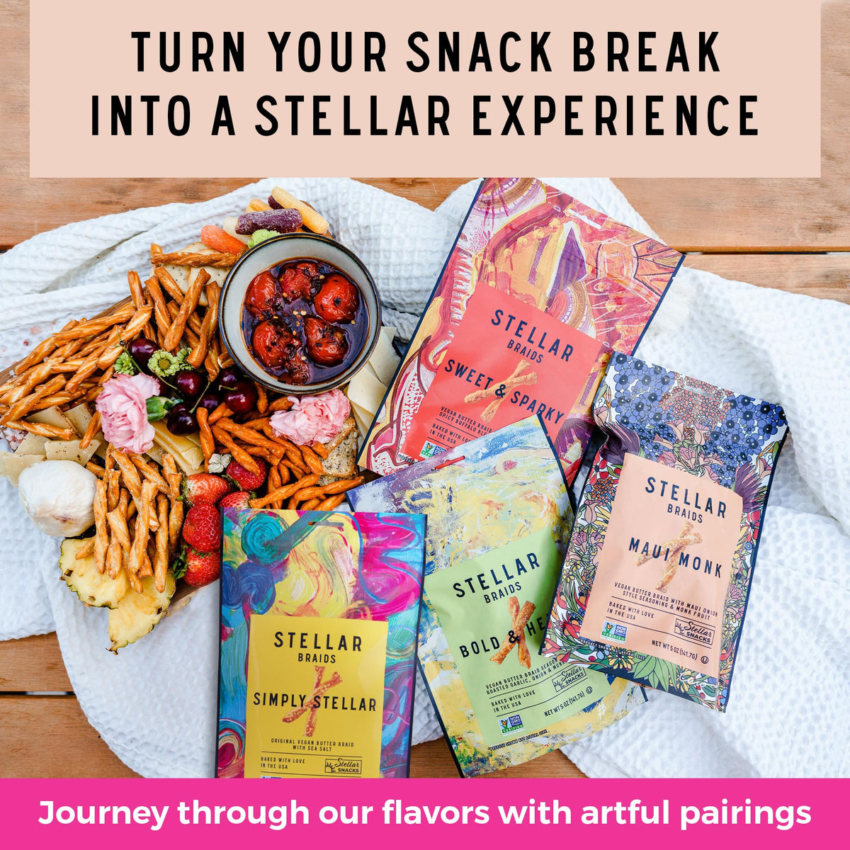 Baked-from-scratch in a US facility, Stellar Snacks pretzel braids.