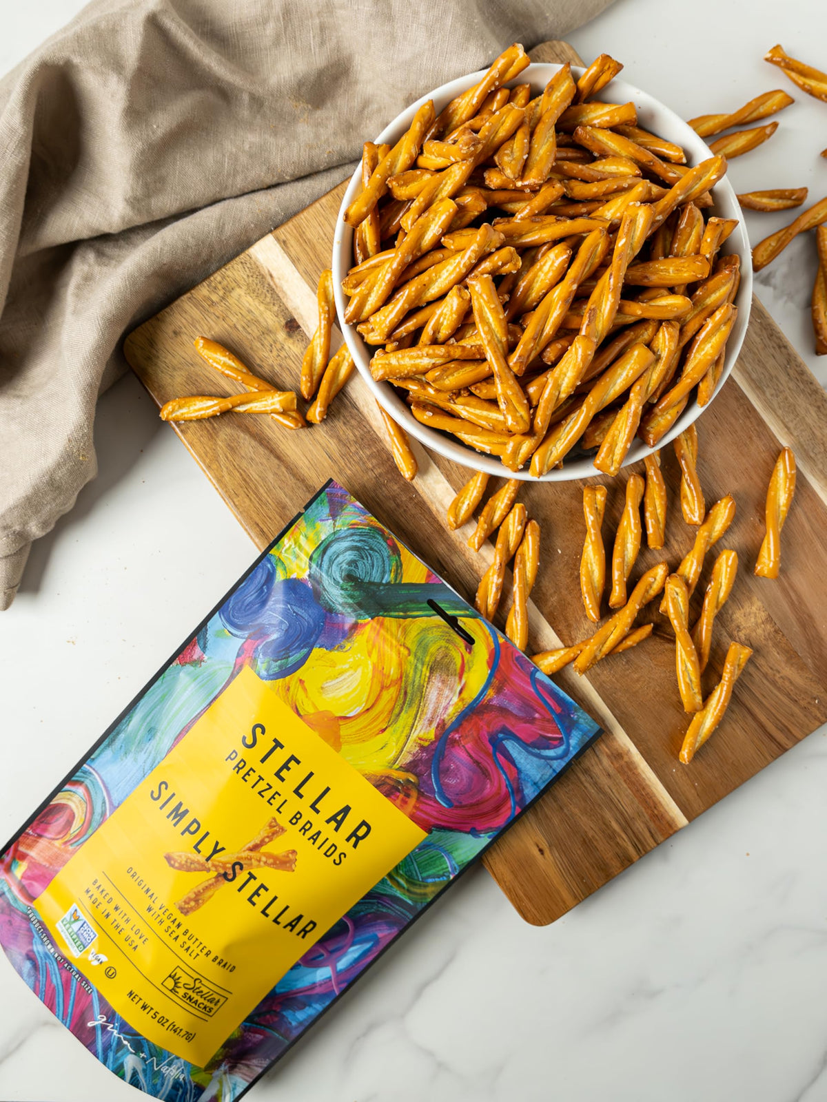 Stellar Snacks dipping idea pretzels sea salt suggests perfect accompaniments.