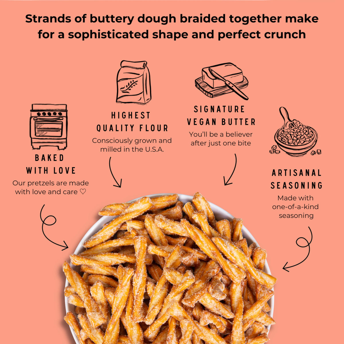 Serving suggestion with dip featuring Stellar Snacks pretzel braids