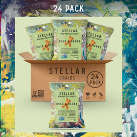 Stellar Snacks Mini Pretzel Braids kosher-certified packaging—made for mindful grab-and-go moments.