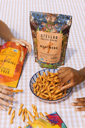 Stellar Snacks Dippable pretzel braids stay crisp with dips and spreads.