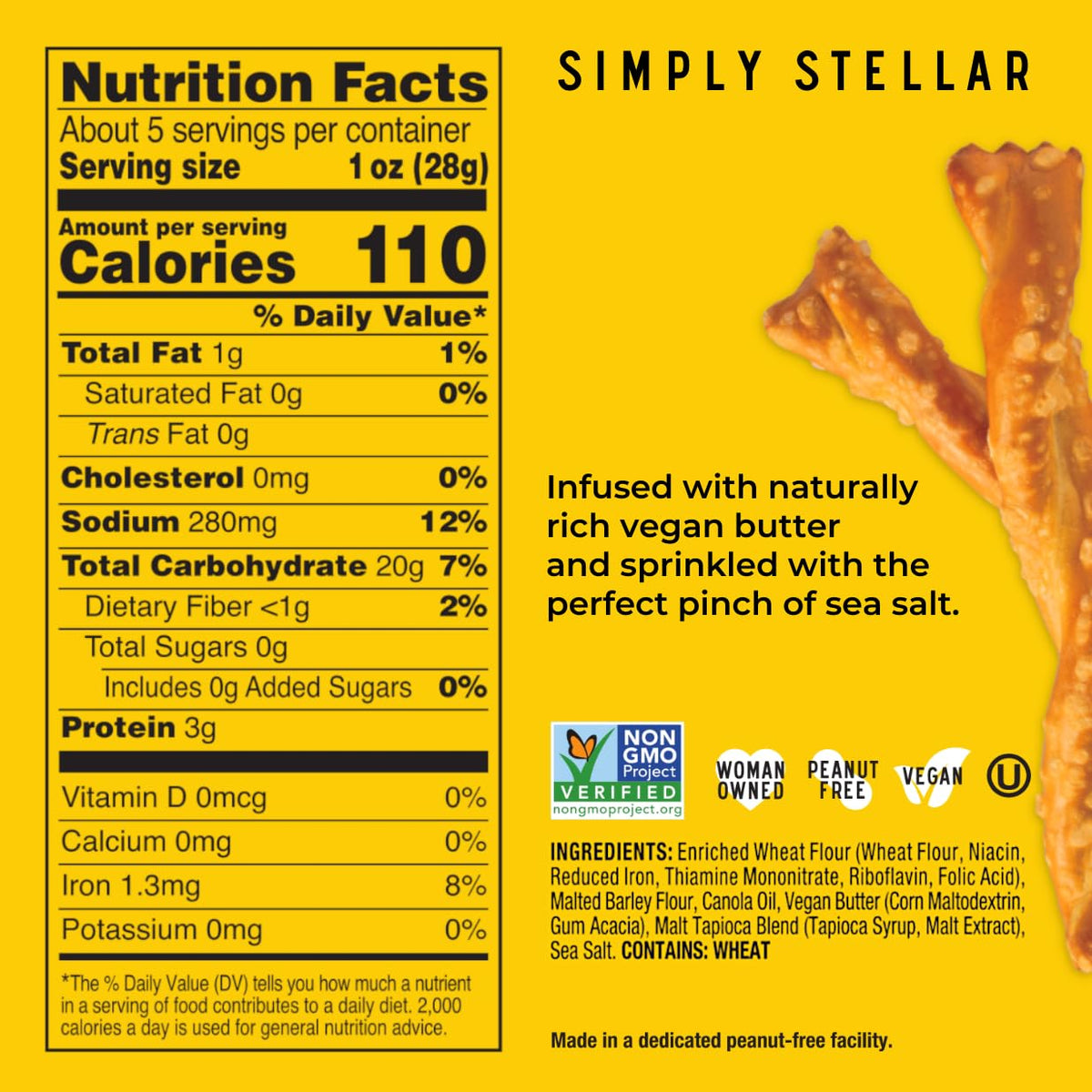 Stellar Snacks sea salt pretzel braids closeup shows crisp texture ideal for dipping.