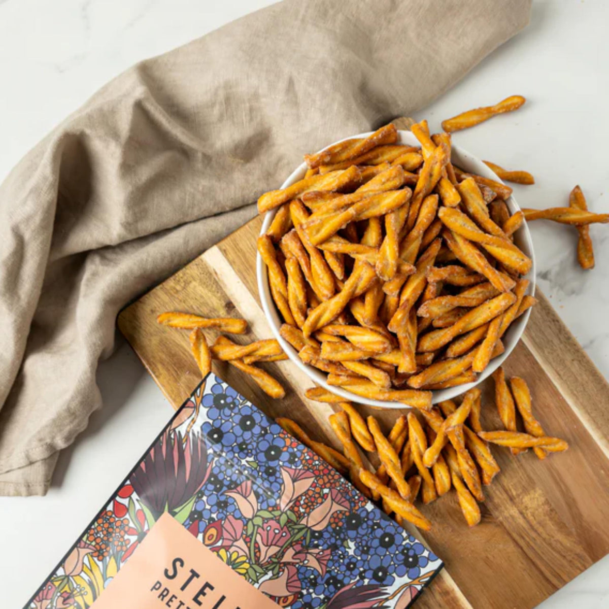 Stellar Snacks Maui Monk pretzel braids vegan and non-GMO ingredients for mindful snacking