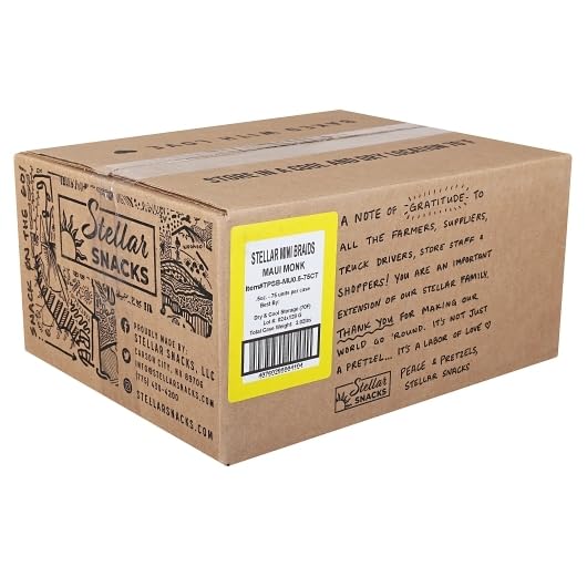 STELLAR SNACKS Maui Monk pretzels with simple ingredients for mindful snacking.