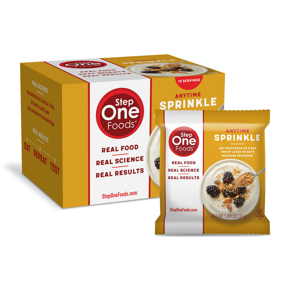 Step One Foods Anytime Sprinkle bottle pour shows convenient portion control.