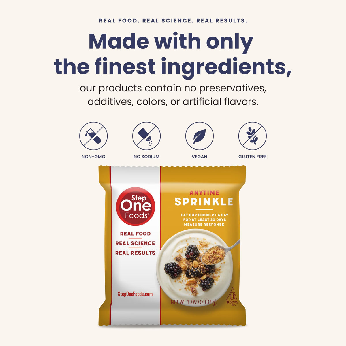 Step One Foods Anytime Sprinkle cranberries closeup hints natural sweetness.