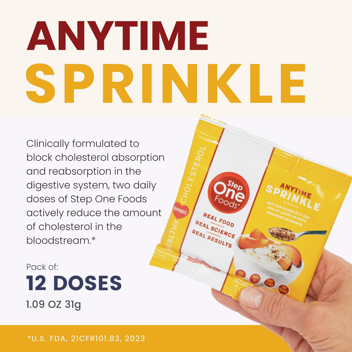 Step One Foods Anytime Sprinkle serving bowl highlights yogurt and fruit topping versatility.