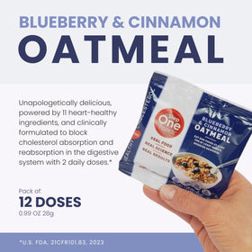 Step One Foods Blueberry Cinnamon Oatmeal pack front, ideal for on-the-go breakfasts