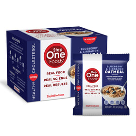 Step One Foods Blueberry Cinnamon Oatmeal pack, convenient single-serve option for heart-smart snacking