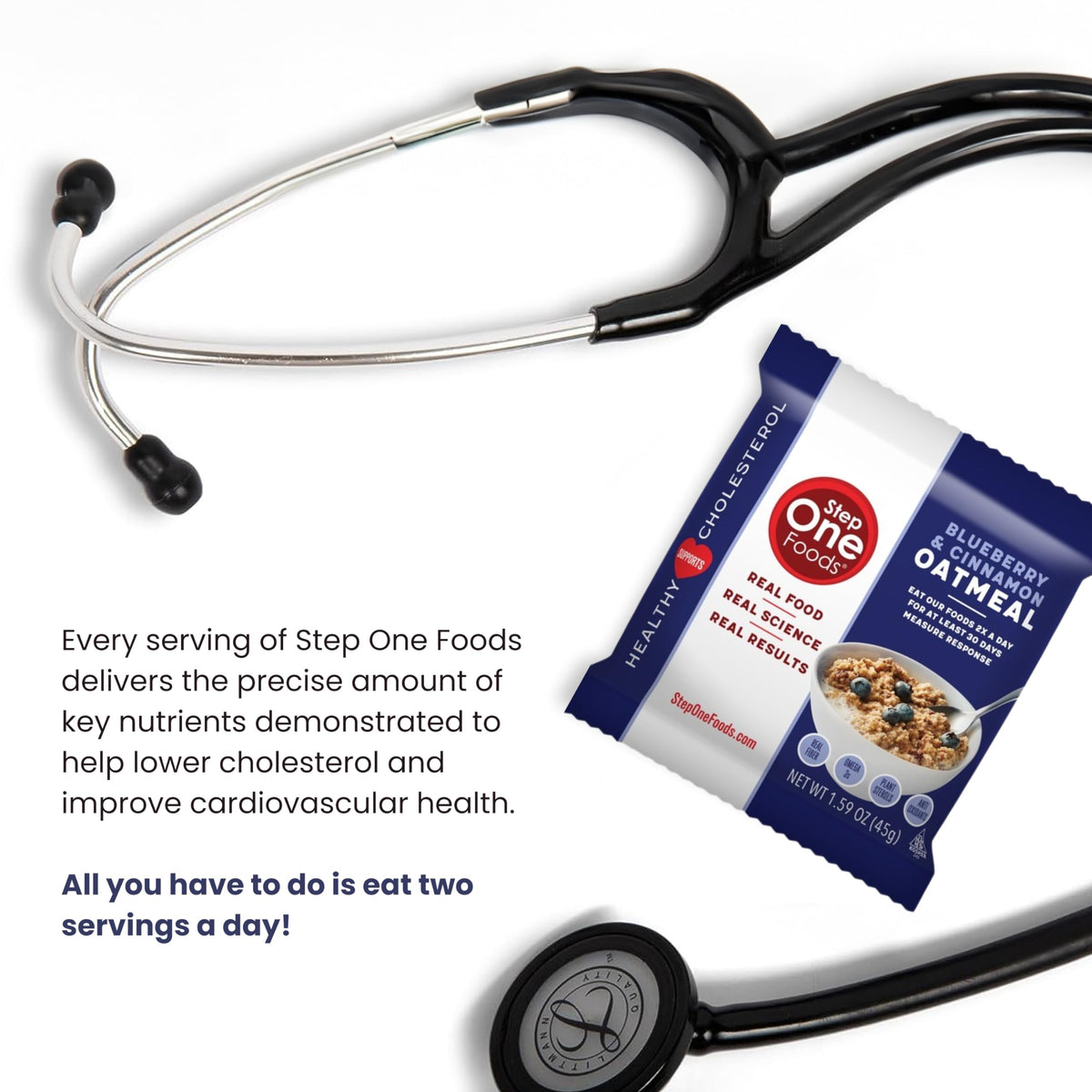 Step One Foods Blueberry Cinnamon Oatmeal vegan symbol, dairy-free option for plant-based diets