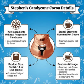 Gift-ready Stephen's cocoa in a holiday basket for hosts and friends.