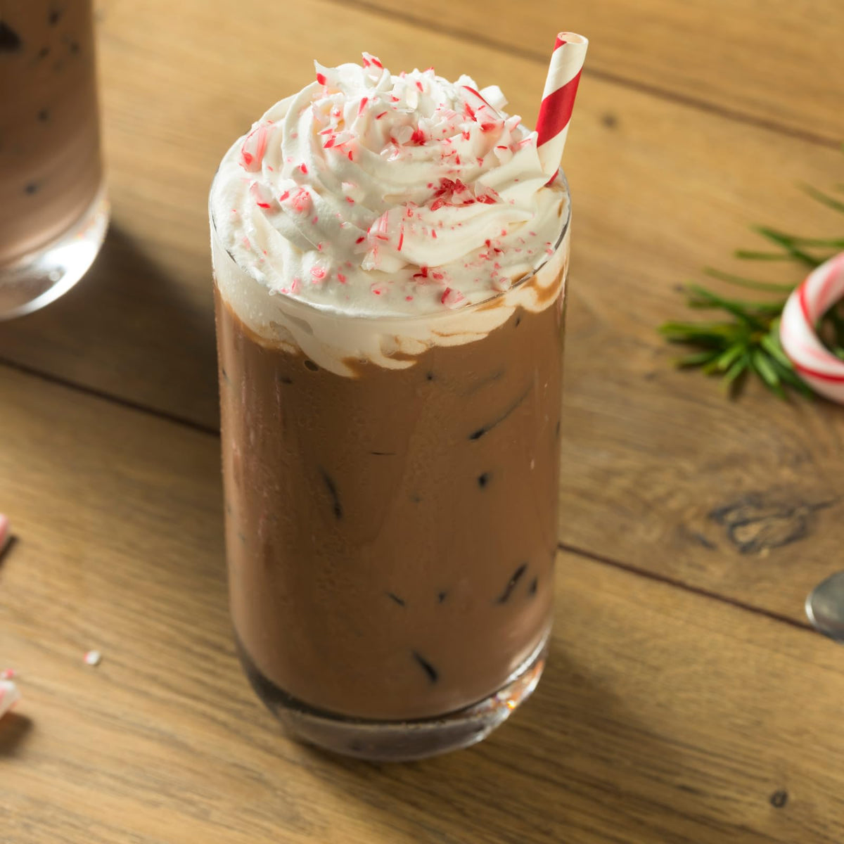 Stephen's Candy Cane Hot Cocoa mug with steam, creamy milk chocolate and peppermint.