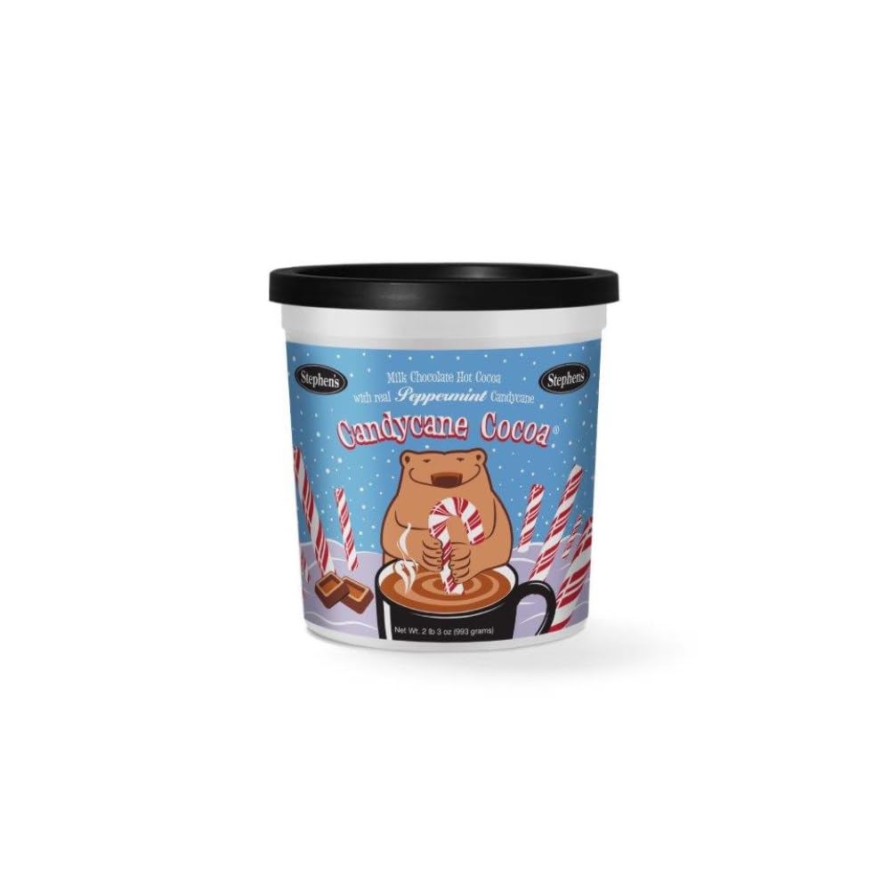 Stephen's Gourmet Candycane hot cocoa canister front view for cozy evenings