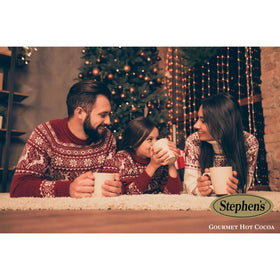 Serving mug with steaming cocoa promises rich, creamy indulgence from Stephen's