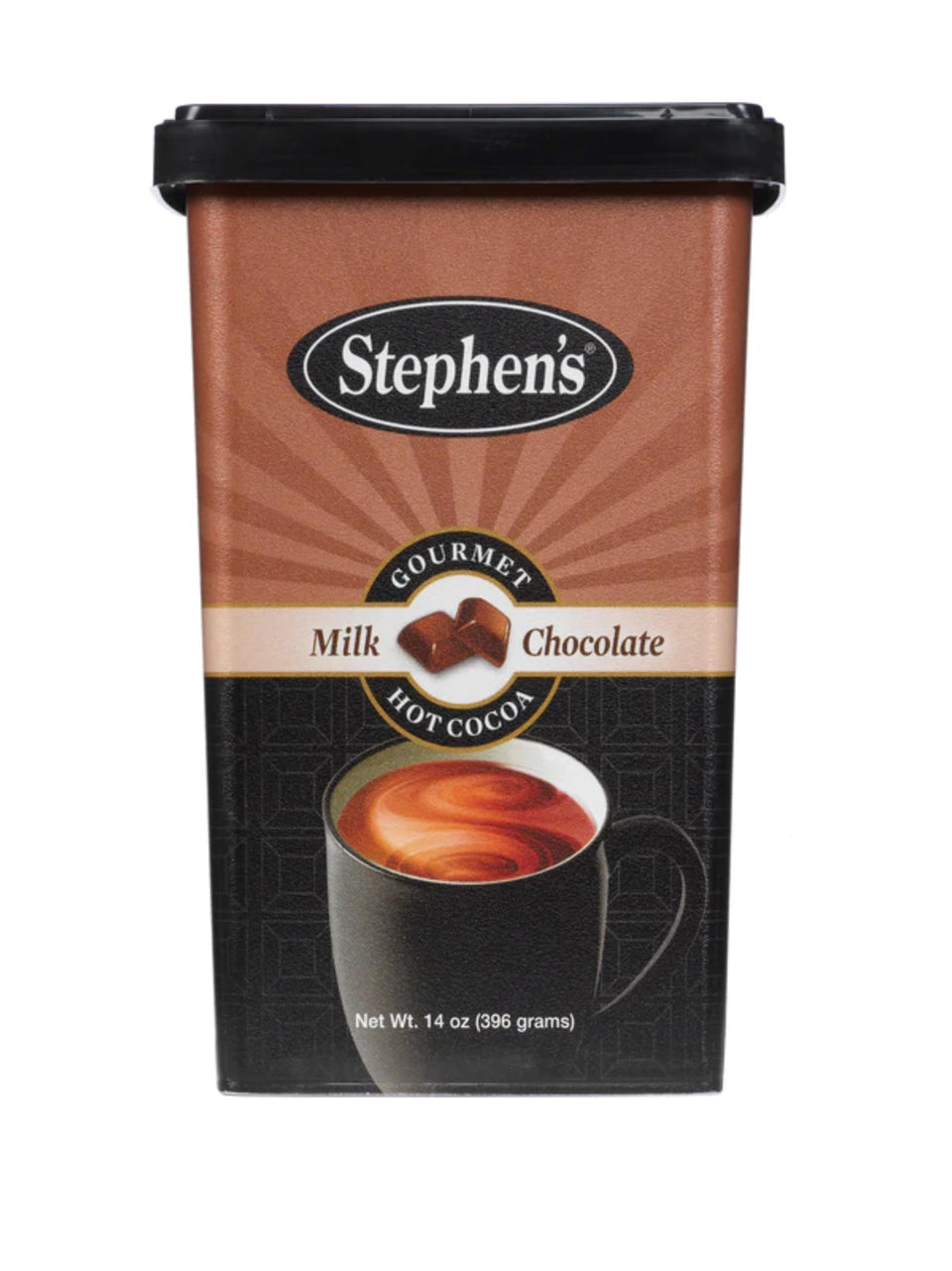 Stephen's Milk Chocolate Hot Cocoa powder pack offers a comforting, rich morning treat.