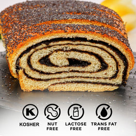 Stern's Bakery poppy seed cake slice ready to serve with tea or coffee