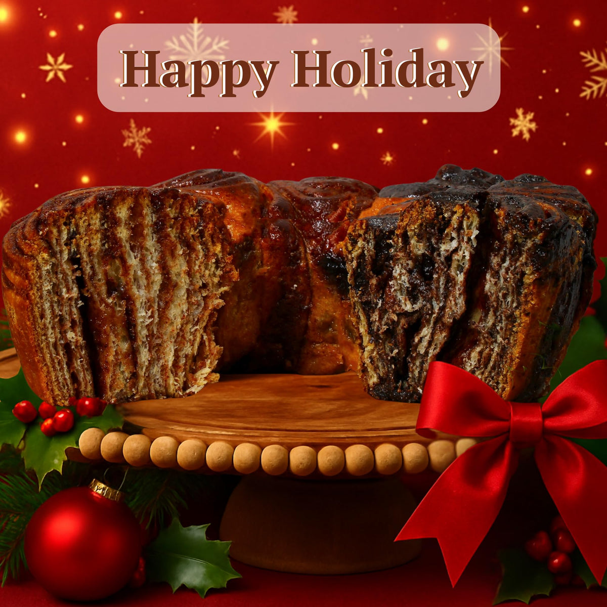 Stern’s Bakery artisan babka cinnamon swirl, pairs well with coffee or tea