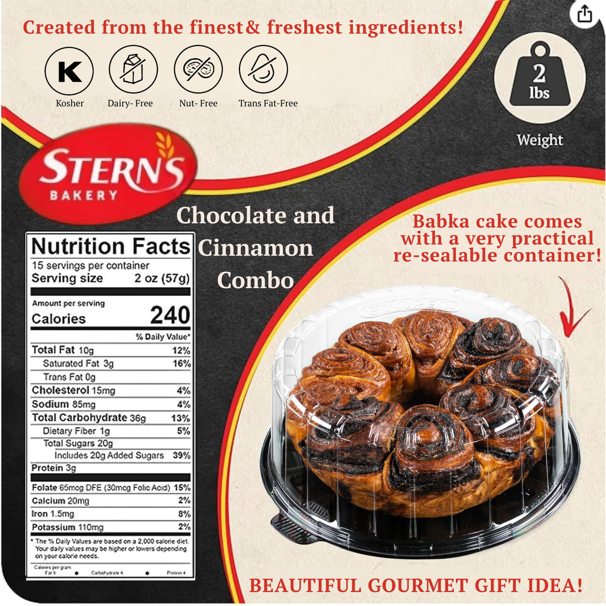 Kosher certified by OK and CRC, produced in a nut-free facility