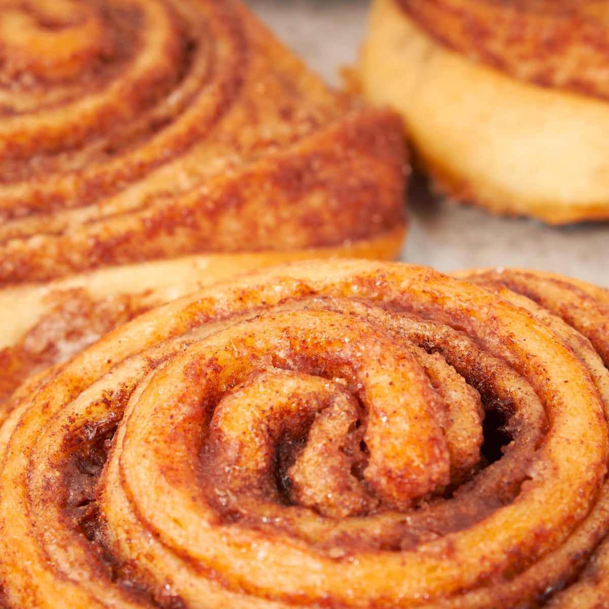 Stern’s Bakery cinnamon rolls shown at a gathering, perfect for sharing.