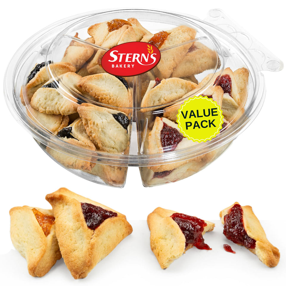 Stern's Bakery hamentaschen raspberry-fill cookies, ideal for Purim gifting