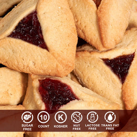 Close-up of Stern’s Bakery hamentaschen with strawberry filling
