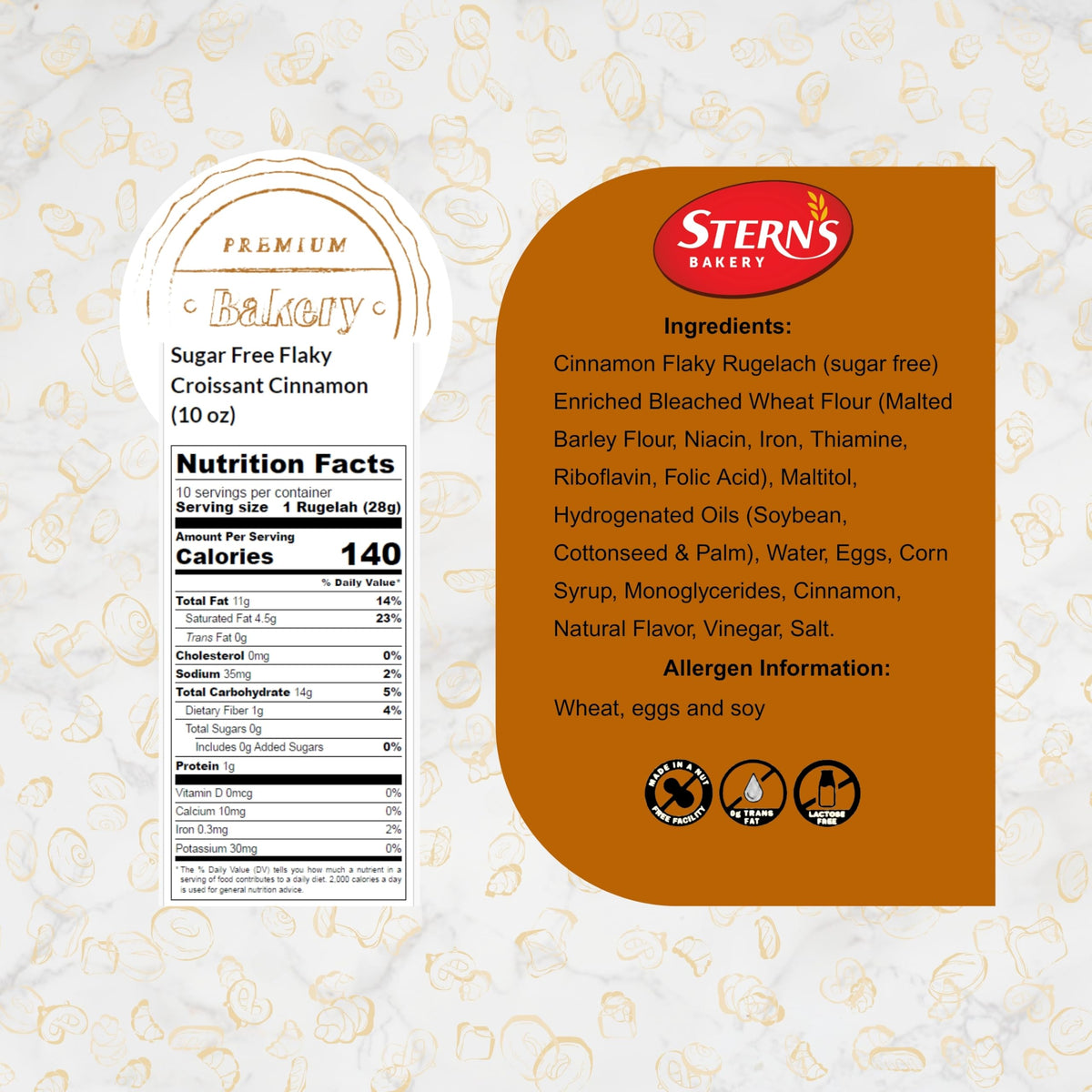 Stern’s Bakery kosher dairy-free nut-free certification badge visible.