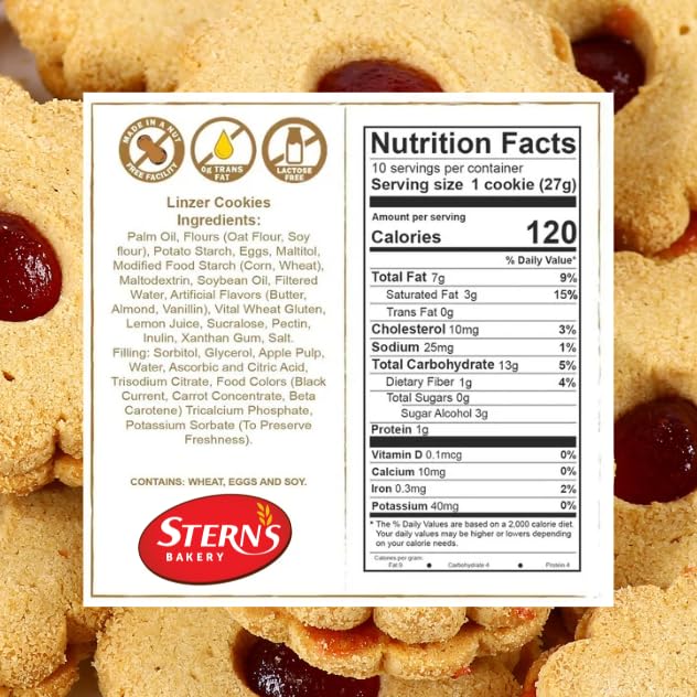 Stern's Bakery sugar-free strawberry linzer cookies stay fresh through careful hand packing.