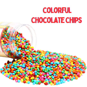 Close-up of Stern's Bakery rainbow chips on a cupcake for vibrant decoration.