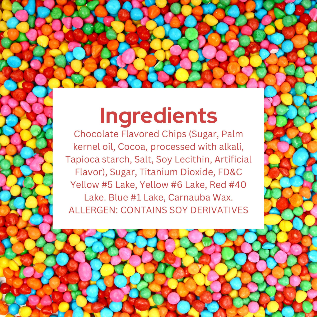 Sterns Bakery Rainbow Chips 10oz container maintains vibrant colors for reuse.