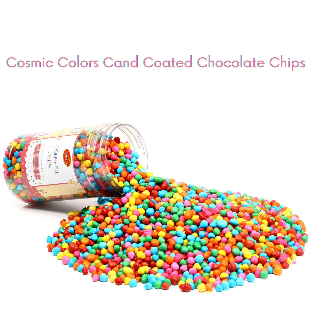 Sterns Bakery Rainbow Chips on ice cream topping for colorful sweetness.