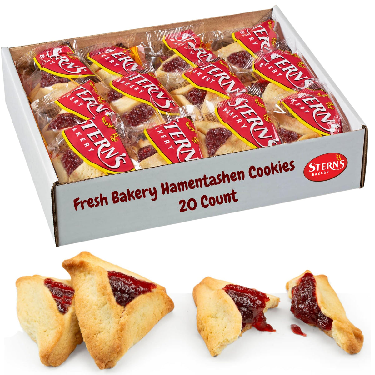 Stern’s Bakery raspberry jam shortbread cookie shows a bright fruit center, perfect for an indulgent snack.