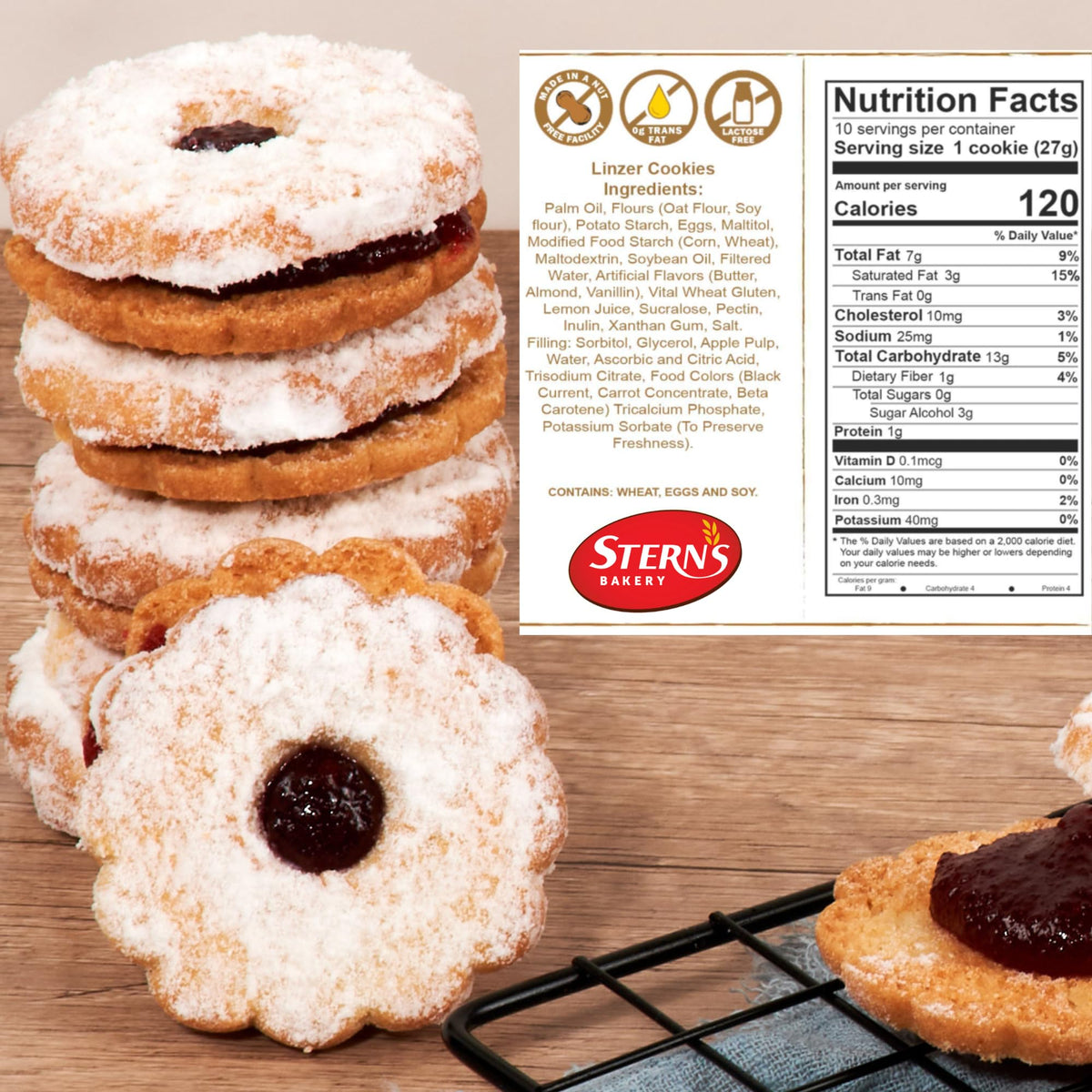 Stern’s Bakery Linzer cookie held in hand for a tasting moment