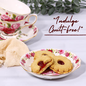 Stern's Bakery hand-packed fresh linzer cookies showing jam center and texture.