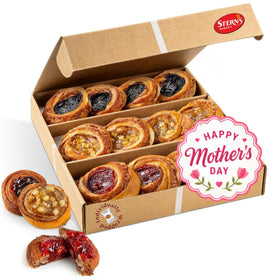 Stern's Bakery fruit Danish assortment shown in a gift box, ideal for celebrations.