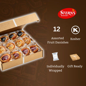 Stern's Bakery fruit-filled cinnamon buns arranged on a platter, ready for sharing.