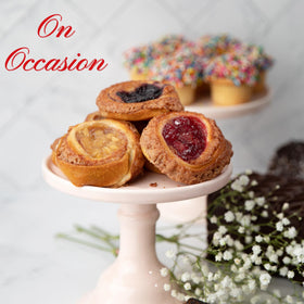 Stern's Bakery holiday-ready fruit Danish gift assortment enhancing celebrations.