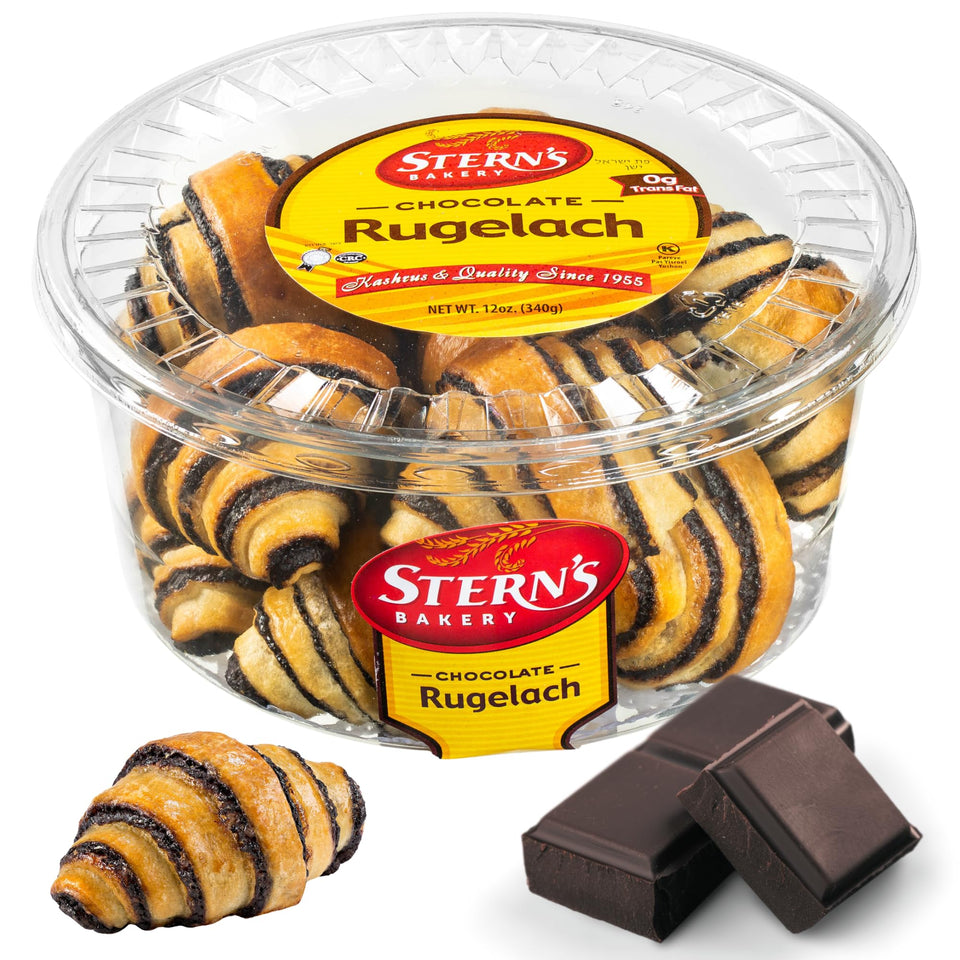 Stern's Bakery rugelach chocolate filling close-up, ideal with coffee.