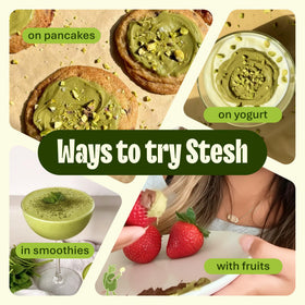 Stesh Pistachio Butter smoothie blend for creamy texture and plant protein.