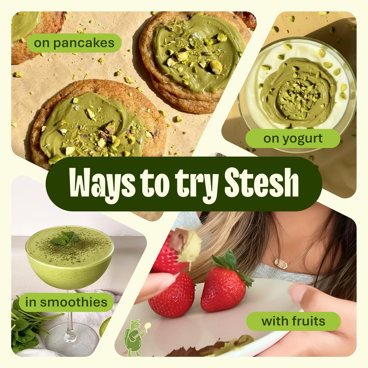 Stesh Pistachio Butter in yogurt swirl, protein-rich addition