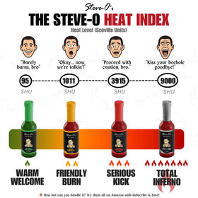Steve-O's hot sauce bottle pour enables easy, even drizzle.