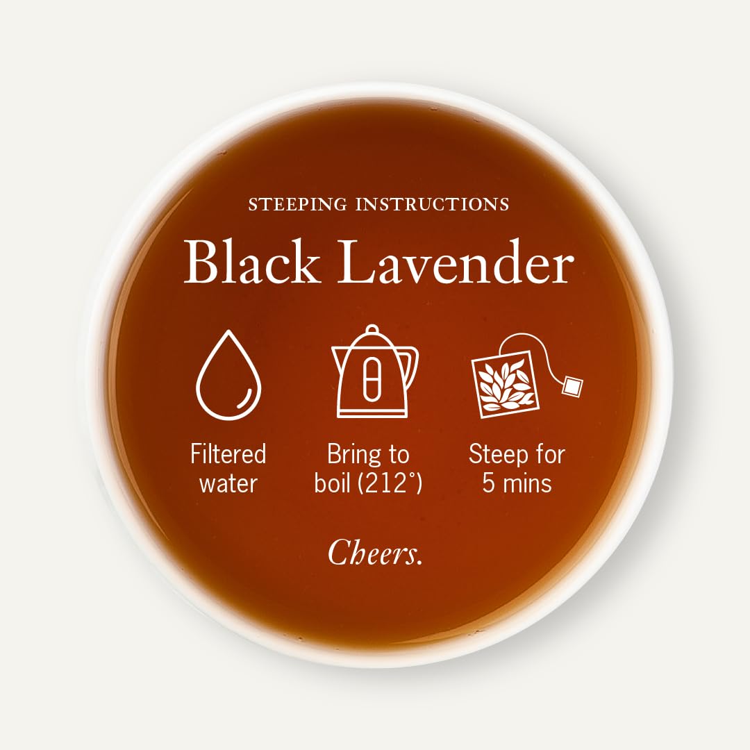 Label detail of Steven Smith Teamaker Black Lavender No.14 highlighting sustainability