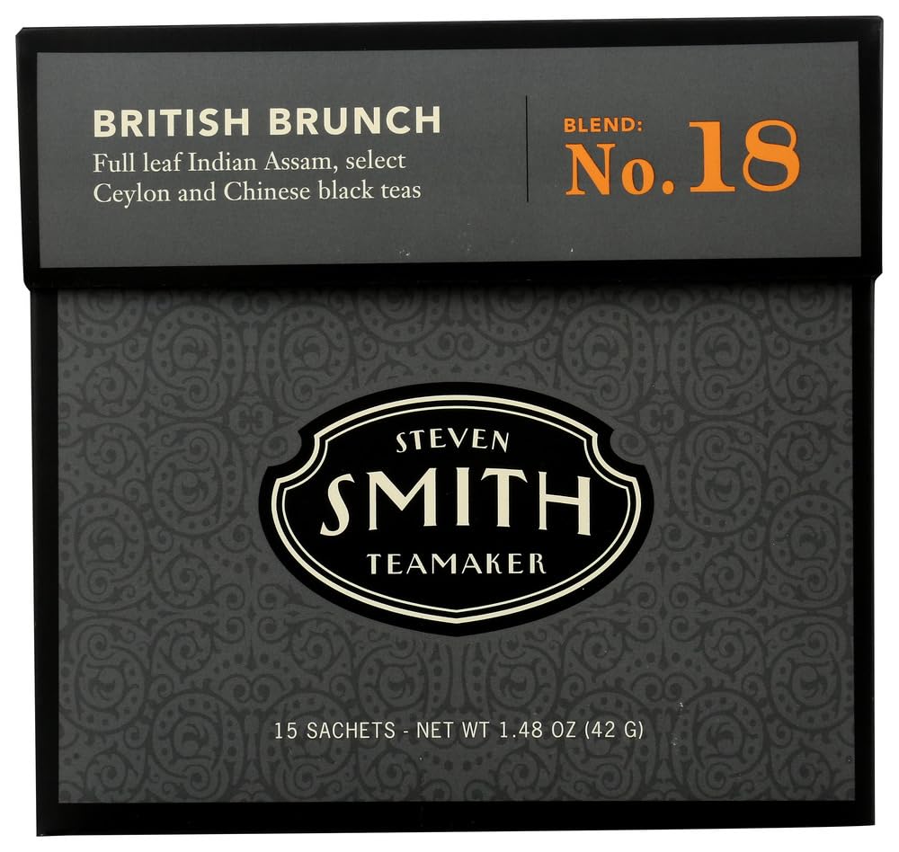 Steven Smith Teamaker Brahmin tea package shows premium sachets for bold breakfast flavor.