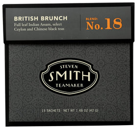 Steven Smith Teamaker Brahmin tea package shows premium sachets for bold breakfast flavor.