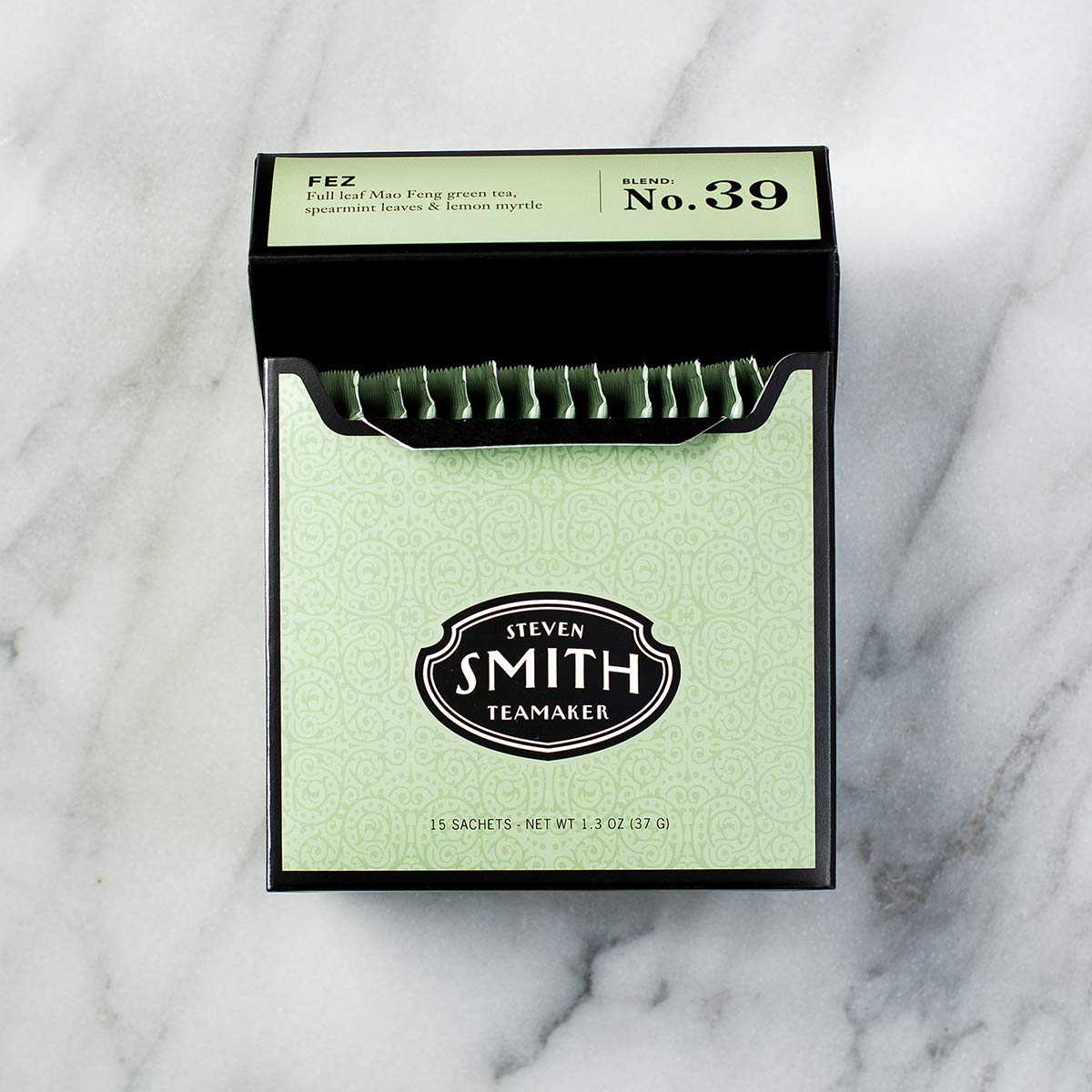 Steven Smith Teamaker Fez Blend No. 39 mao feng green tea with mint aroma for a refreshing cup