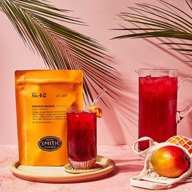 Steven Smith Teamaker ingredients closeup features hibiscus and mango notes