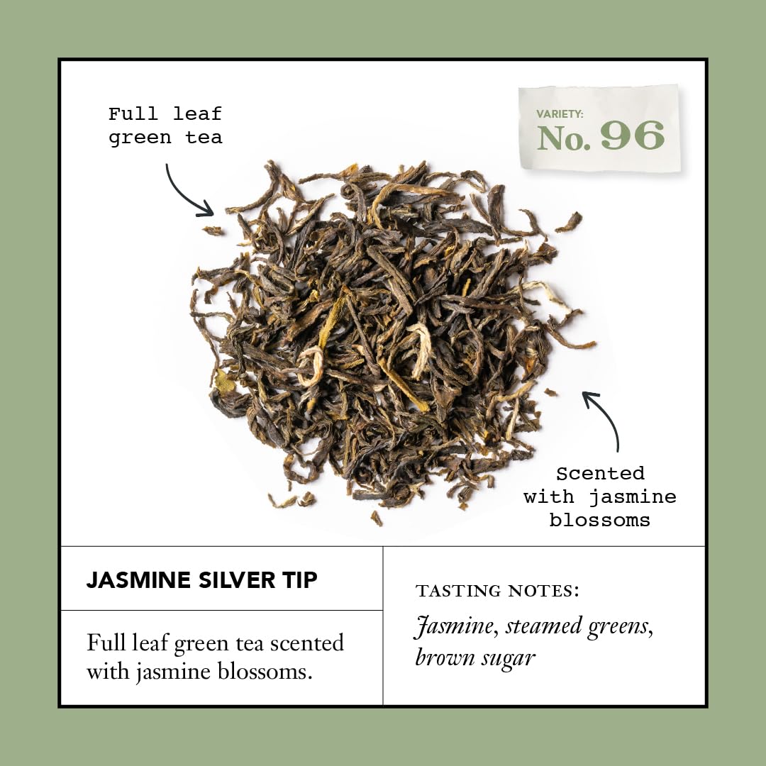 Jasmine Silver Tip No 96 label featuring jasmine buds