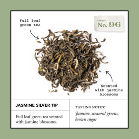 Jasmine Silver Tip No 96 label featuring jasmine buds