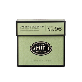Steven Smith Teamaker Jasmine Silver Tip No 96 tea sachets arranged for brewing